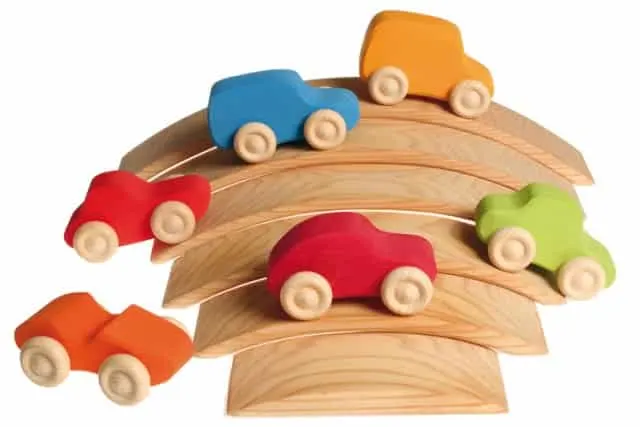 Grimm's 6 gekleurde houten auto's - Mamaliefde