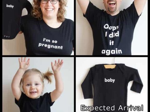 Unieke zwangerschapsaankondiging tweede kind met t-shirt