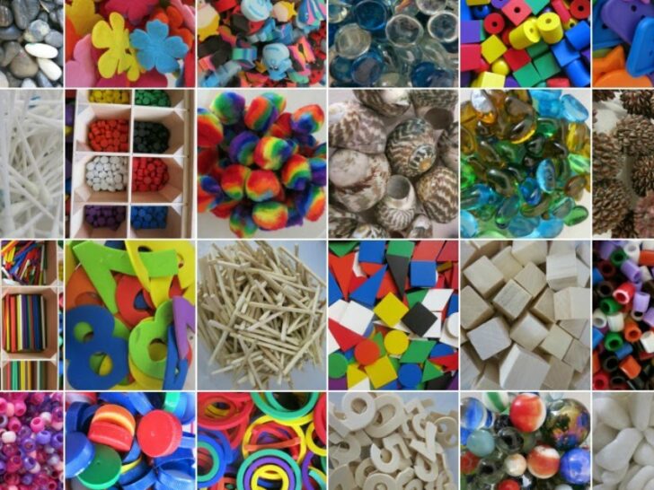 15x Loose parts voorbeelden; speelgoed & materialen