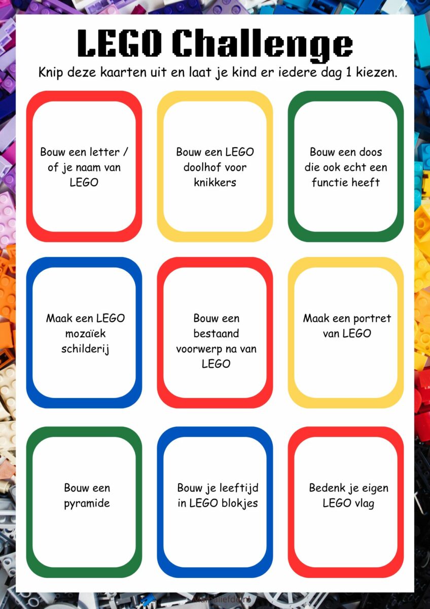 Lego challenge bouw kaarten met opdrachten ter inspiratie voor kinderen - Mamaliefde.nl