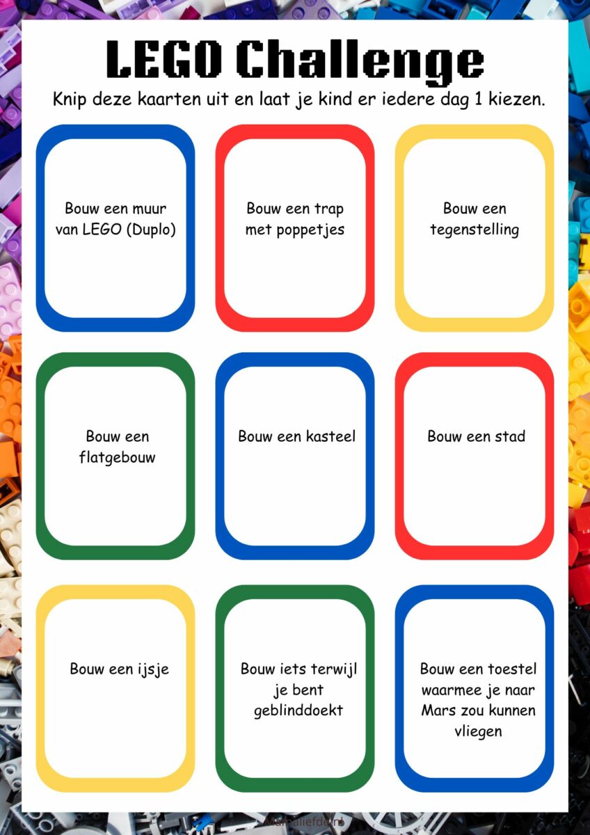 Lego challenge bouw kaarten met opdrachten ter inspiratie voor kinderen - Mamaliefde.nl