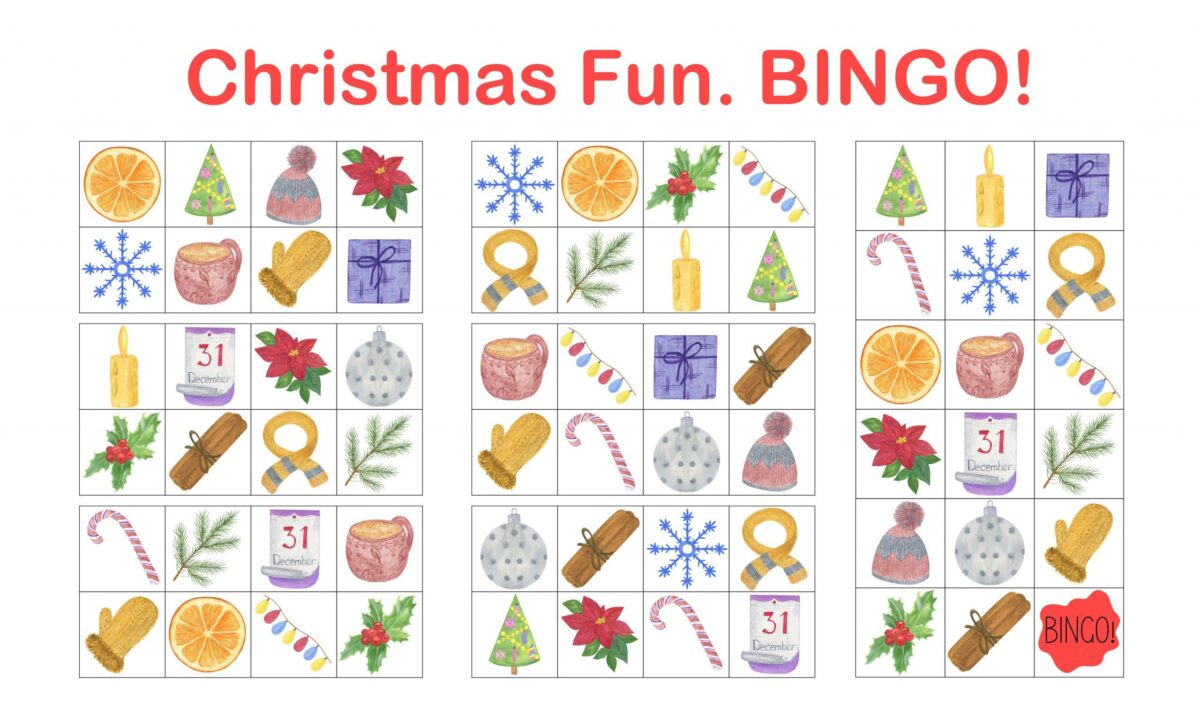 Kerst BINGO spel met bingo kaarten